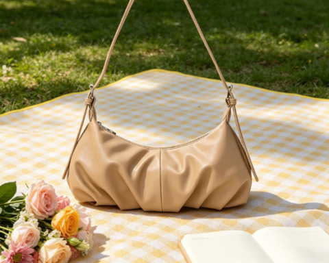 Small Faux Leather Dumpling Hobo Shoulder Clutch with Adjustable Strap