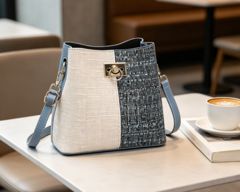PU Leather Bucket Crossbody Bag with Adjustable Strap and Multiple Pockets