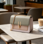 Colour-Block Leather Crossbody Shoulder Bag for Women, Medium