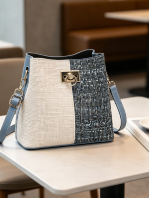 PU Leather Bucket Crossbody Bag with Adjustable Strap and Multiple Pockets