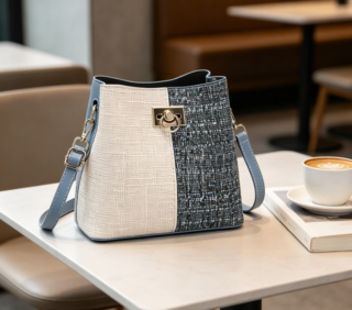 PU Leather Bucket Crossbody Bag with Adjustable Strap and Multiple Pockets