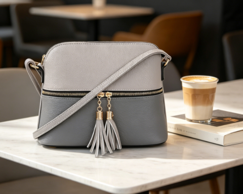 Lightweight Medium Dome Crossbody Bag with Tassel, Zip Pocket and Adjustable Strap